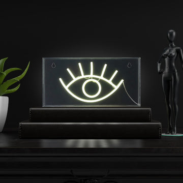 Eye 11.8" Contemporary Glam Acrylic Box USB Operated LED Neon Light - JONATHAN Y